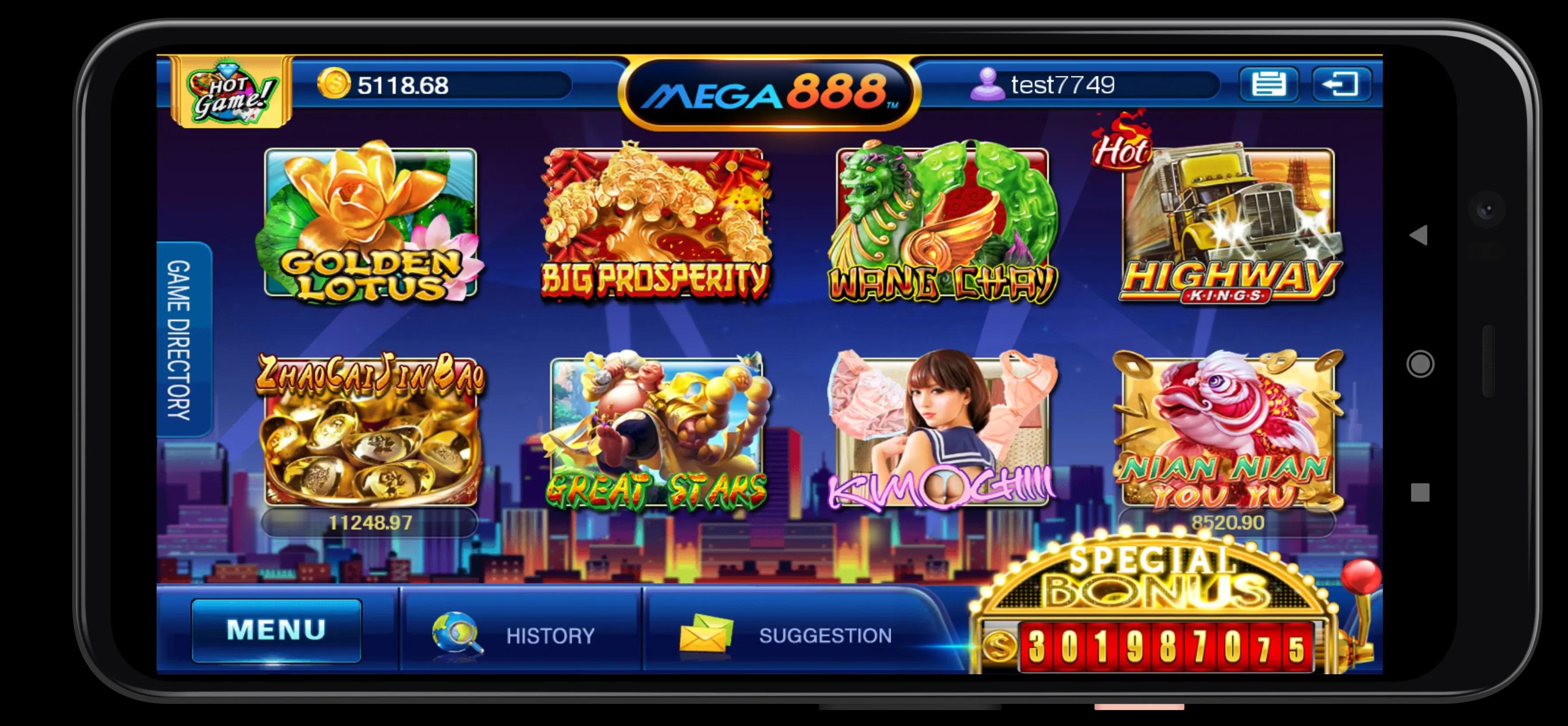 Mega888 Lobby Screenshot